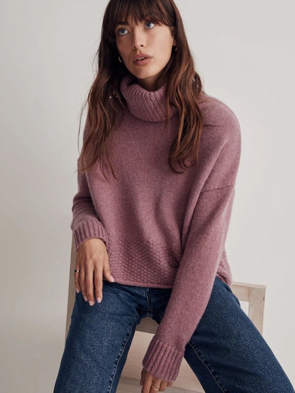 MADEWELL Sadler Mauve Pink Turtleneck Sweater